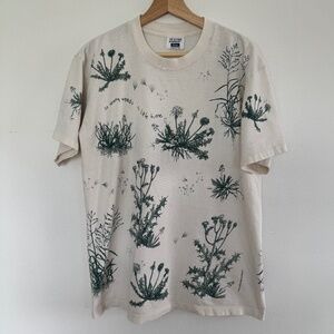 Vintage 90s Relevant Products T-Shirt Mens Large So Many Weeds Garden Nature AOP